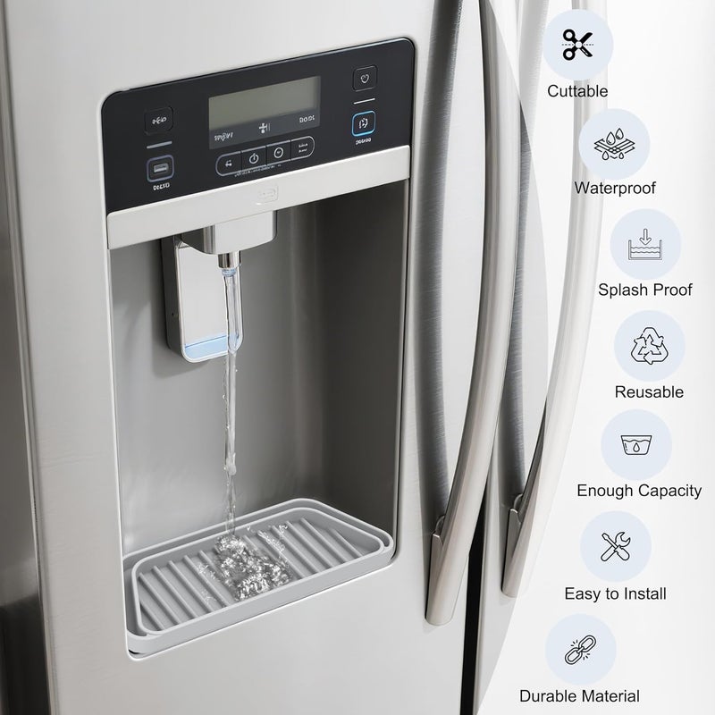 KindGa Refrigerator Drip Catcher Tray,Protector Ice and Water Dispenser Pan,Fridge Spills Water Pad Catch Basin for Drainage (Rectangular,Grey) - Image 2